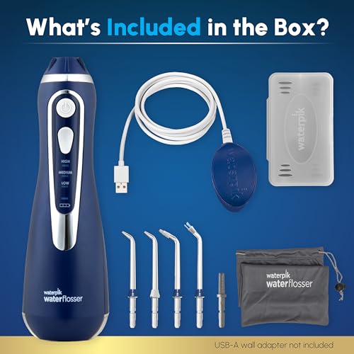 Image of Waterpik Cordless Advanced 2.0 Water Flosser For Teeth, Gums, Braces, Dental Care With Travel Bag and 4 Tips, ADA Accepted, Rechargeable, Portable, and Waterproof, Blue WP-583, Packaging May Vary