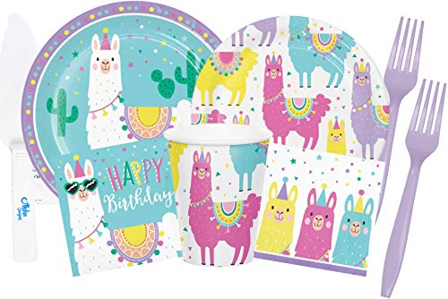 Llama Party Supplies and Decorations - Llama Plates Cups Napkins & Forks for 16 People - Perfect Llama Birthday Party Decorations and Llama Birthday Party Supplies!