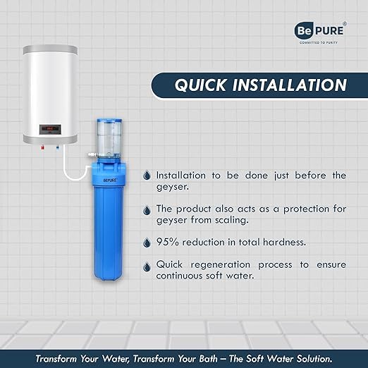 Bepure M7 Bathroom Water Filter 7 Litre | Permanent Hardness removal from water | Improves Skin and Hair texture and quality | Increases Life of Geyser | Easy Installation and Recharge