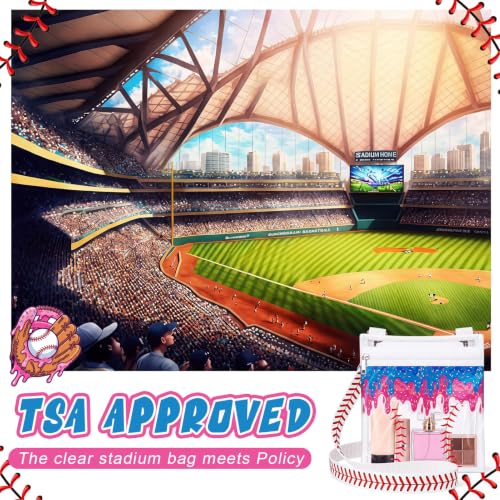 Image of Sanwuta Clear Baseball Bag Purse Stadium Approved | Baseball Purse for Women, Adjustable Shoulder Strap, Transparent Handbag