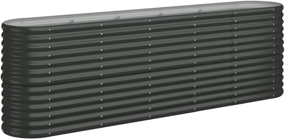 Garden Raised Bed Powder-Coated Steel 88.2"x15.7"x26.8" Anthracite,Pots & Planters-25.78lbs,Queen Bed