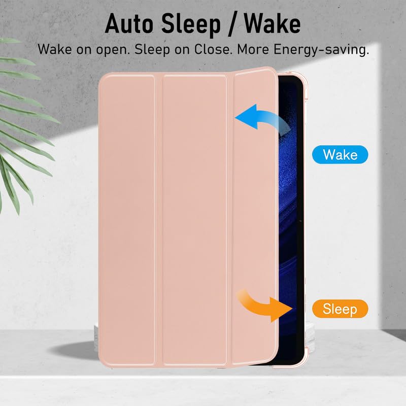 Image of Robustrion Cover for Xiaomi Mi Pad 6 Cover Case Flip Case Cover with Transparent Back for Xiaomi Pad 6 Cover 11 inch [Auto Sleep Wake Support] - Rose Gold