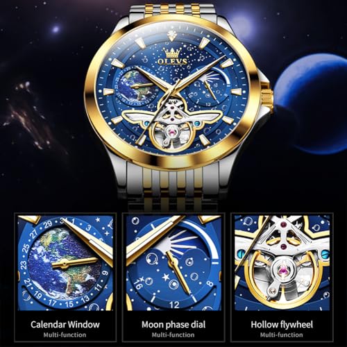 Image of OLEVS Watches for Men Automatic Self Winding Luxury Dress Big Face Wrist Watches