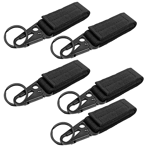YUE QIN 5 PCS Belt Clip Carabiner Buckle Molle Strap Nylon Snap Hook Keychain Keyholder Ring Tactical Backpack Molle Clip for Climbing Hiking Outdoor 10 * 2.5cm