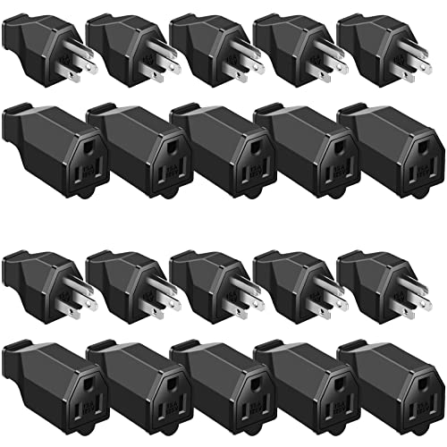 Image of Treela 20 Pcs Extension Cord Plug Replacement Male and Female Extension Cord Ends 125v 15a 2 Pole 3 Wire Male and Female Connector Straight Plug Replacement Compatible with Nema 5-15p and 5-15r 1875w