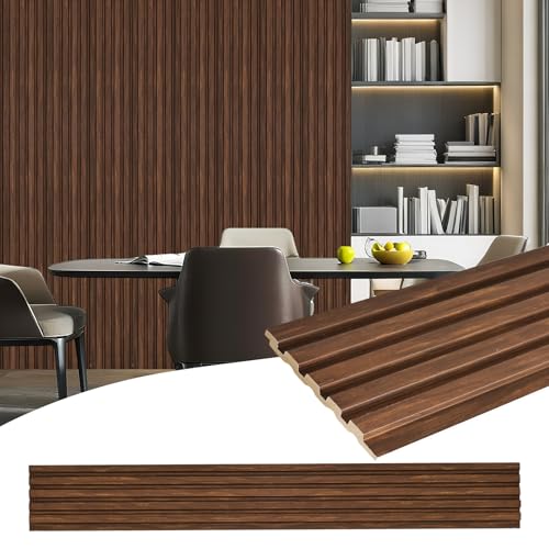 Artbrix 8-Pack 3D Slat Wall Panels — Soundproof Faux Wood Wall Panels for Interior Décor, 48.2' x 6.3', Modern Wall Cladding for Living Room, Bedroom, Office — Walnut Finish