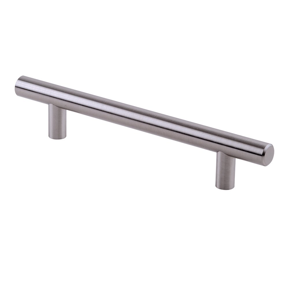 Emuca 9164051 Maniglia per mobile diametro Ø12mm, CC 320mm, Acciaio, Nichel satinato, Set di 10