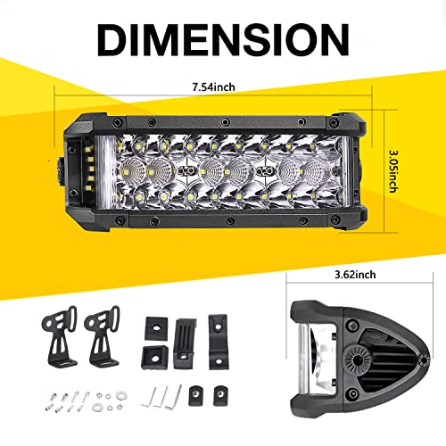 Led Light Bar, Niking Auto 7.5 Inch 102W Triple Row Side Shooter Led Pods Off Road Spot Flood Combo Beam Waterproof Driving Fog Lights For Jeep Trucks Atv Utv Suv Pickup Boat Motorcycle #TOP1