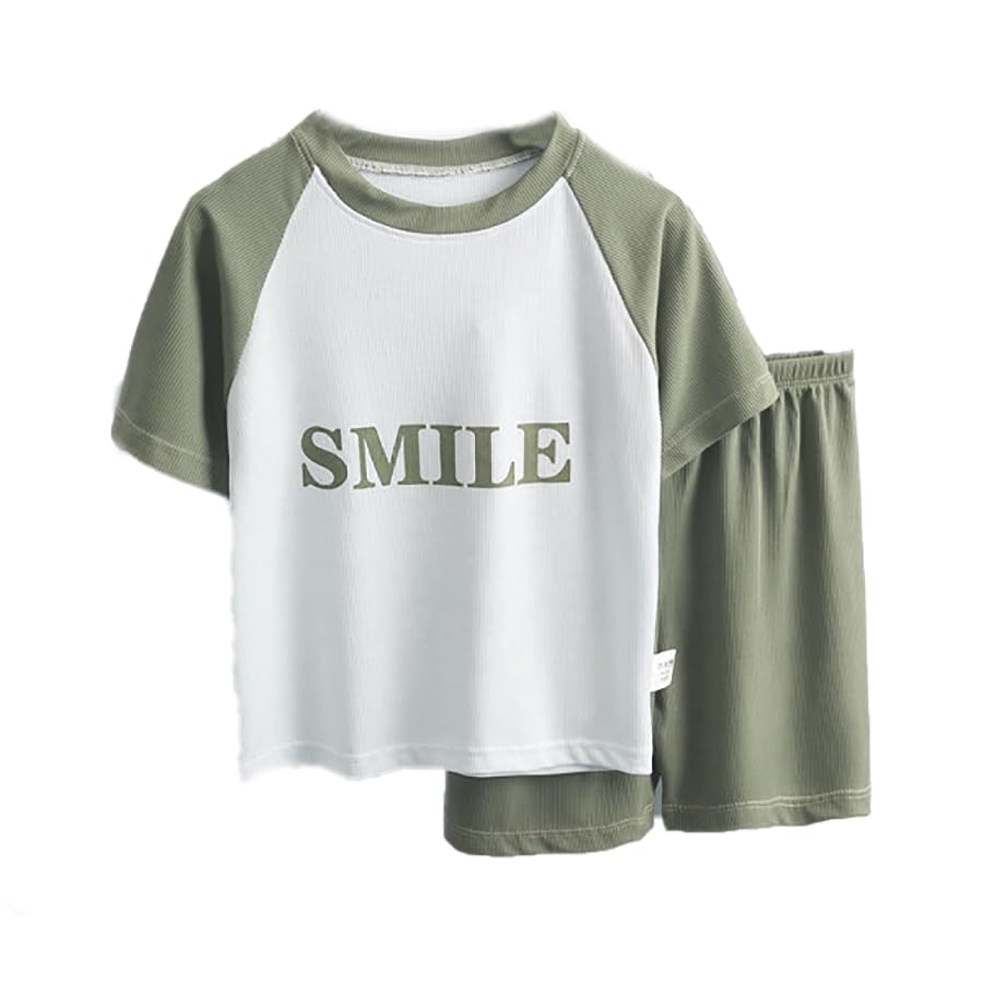 Image of Bold N Elegant Unisex Kid Cotton Solid Playful Happy Face Print Half Sleeve T-Shirt & Denim Shorts Summer Clothing Set