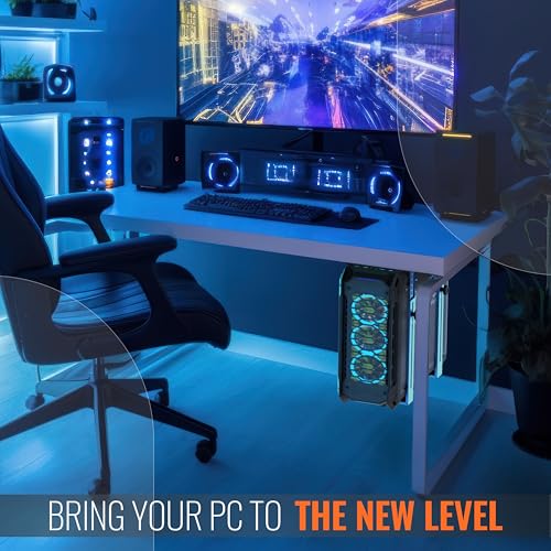 RICOO PC Halterung unter Schreibtisch Verstellbar Computerhalterung für Untertisch TRH02-W Computer Rechner Aufhängung Tischhalterung bis 35Kg Unterbau Halter Regal Server Rack Big Tower Gehäuse Weiss