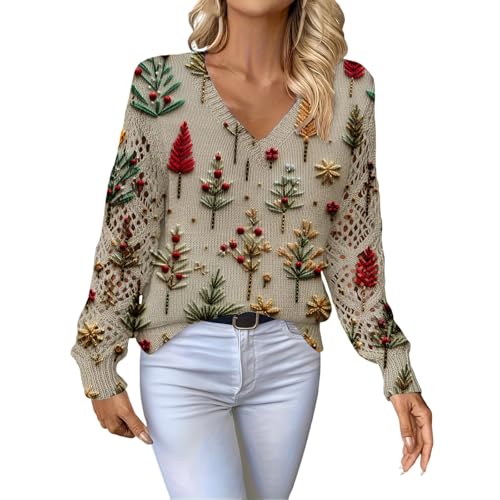 Weihnachtspullover für Damen, Strickpullover mit...