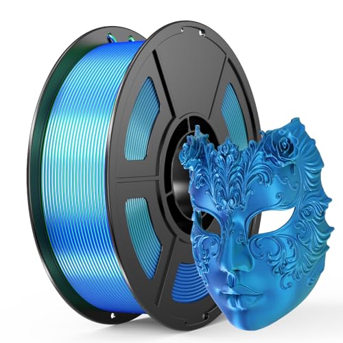 ⚡ IEMAI Silk PLA+ Dual-Color 3D Printer Filament 1.75mm, 2-in-1 Coextrusion Color Change, +/- 0.02mm Dimensional Accuracy, 1KG Spool (2.2lbs), Compatible with Most FDM Printers, Silk Blue Green
