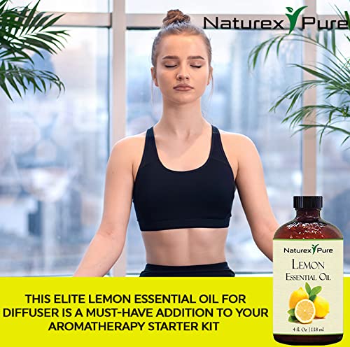 Lemon Essential Oil 4 Oz (118 Ml) | Pure & Natural Aromatherapy Oils With Exclusive Premium Dropper | Therapeutic Grade Lemon Oil For Hair, Skin Care And Diffuser By Naturex Pure #TOP1