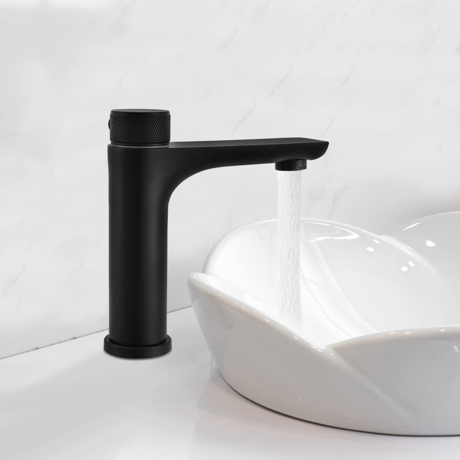 Infrarot Sensor Wasserhahn,Automatik Berührungsloser Waschtischarmatur,mit Temperaturspeicherfunktion,USB-Kabel & Batteriebetrieb, Mischbatterie Induktion Badarmatur (Schwarz)