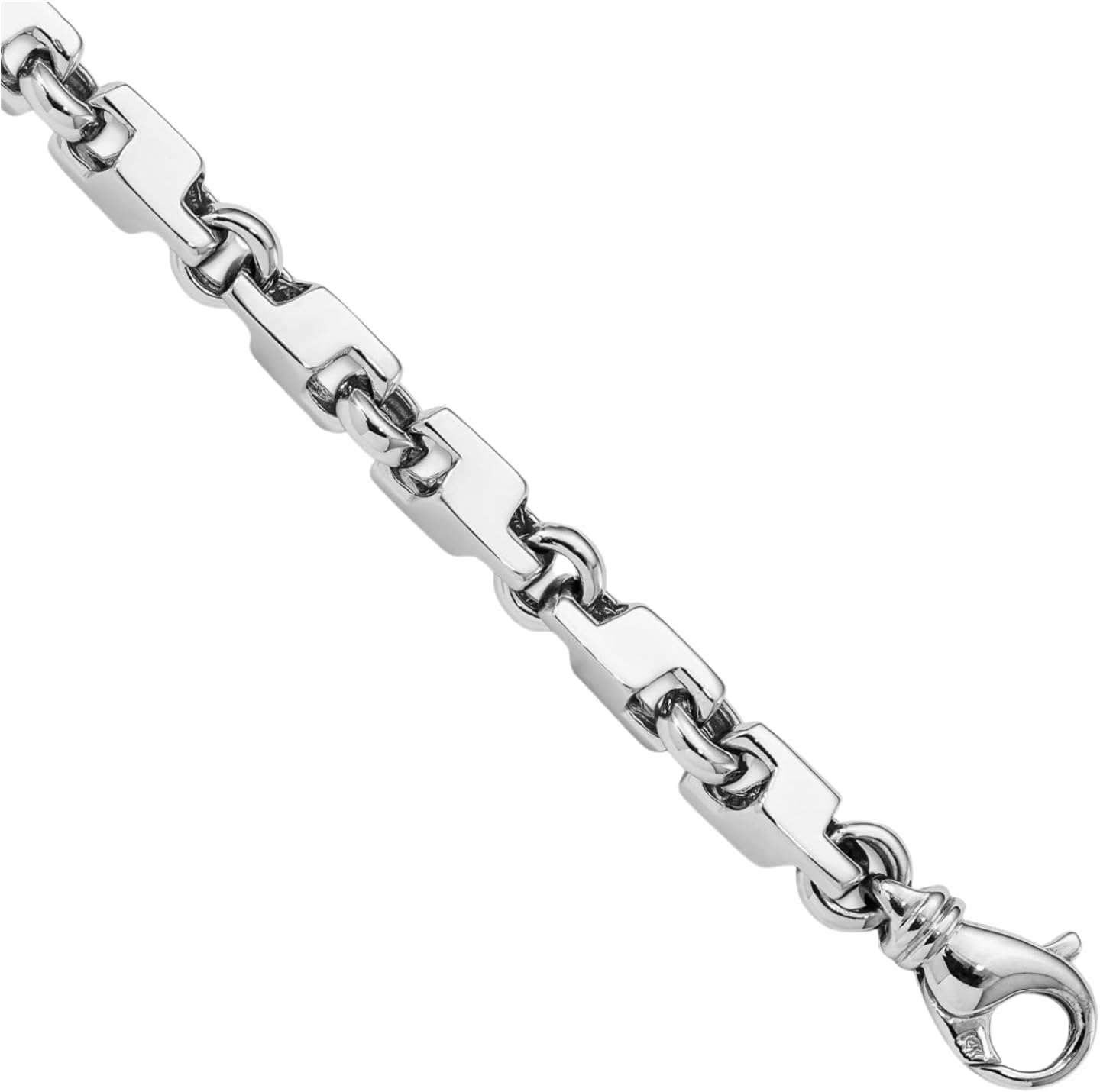 IceCarats 14K Solid White Gold 6.6mm Thick Link Chain Anchor Bracelet Polished