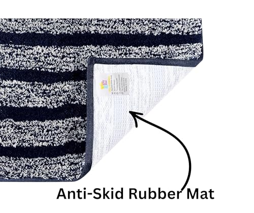 Image of RD TREND Microfiber Anti-Slip Door Mat for Entrance 60x90 cm | Anti-Skid, Quick Dry & Washable | Soft Absorbent Floor Mat for Bedroom, Home, Office & Kitchen (Navy Snow White)