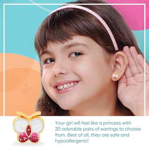 Sparkle N'Glitz 20 PACK STUD EARRING SET | Hypoallergenic Earrings For Girls | Girls Earring Set2