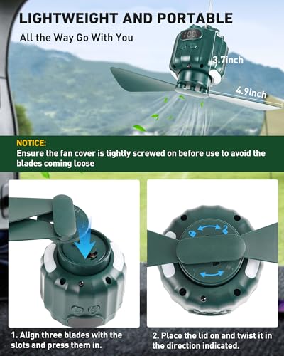DUKUSEEK 3-in-1 Tent Ceiling Fan with Light