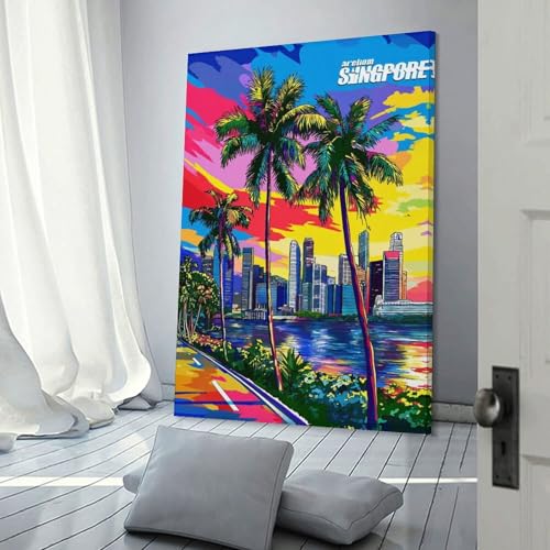 Singapore skyline decoration murale pour habiller un grand mur vide de couloir ou escalier