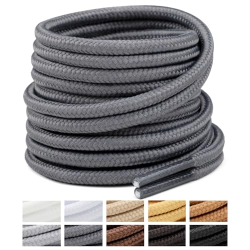 Image of Handshop 2 Pairs Round Boots Shoelaces, Heavy Duty Outdoor Shoe Laces | Replacement Shoestrings for Hiking, Running, Sporting Shoes and Work boots, Sturdy and Robust, 28 Colors, 30-63 inch Length