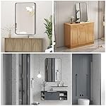 Wall Mount Mirror for Bathroom, Brushed Black Metal Framed Rounded Corner Rectangular Vanity Mirror (24" x 36", Black) - Image 3