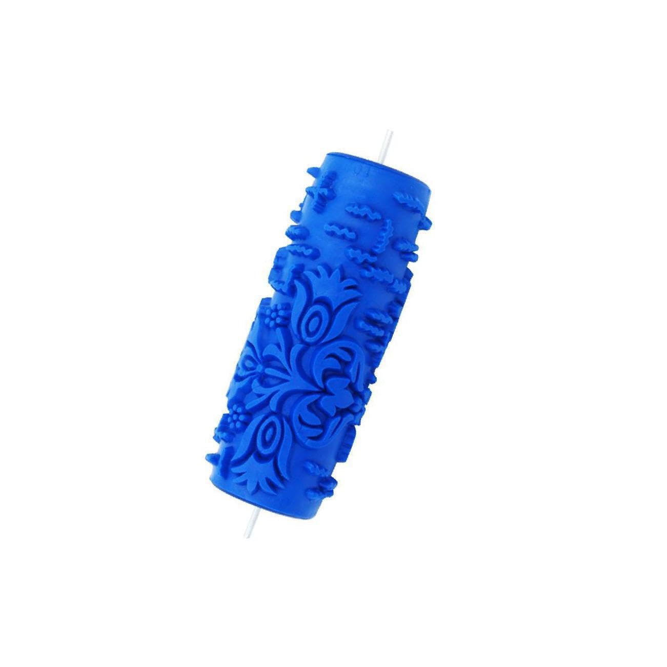 ALCXAZS Premium 5 Embossed Pattern Painting Roller Brush Tool for Wall DIY Decor Easy to Home Rubber, Blue, 5 Inch Type A