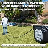 5/8' x 100 ft Heavy Duty Retractable Garden Hose Reel by HOZEREEL, Outdoor Garden Hose Reels - Self Retract Wall Mount Hose Reel Automatic Storage, Any Length Lock, 10 Pattern Nozzle