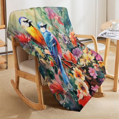 Couverture chaude Birds And fleurs pour des soirées cocooning au salon