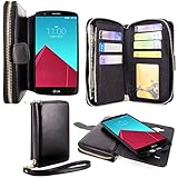 G4 Case, LG G4 Case, Cellularvilla LG G4 wallet bag Case, Premium PU Leather Flip [7 Card Slots] Pocket Case, [Zipper Wallet] with Hard Soft [Magnetic Detachable] Back Cover For LG G4 (Black)