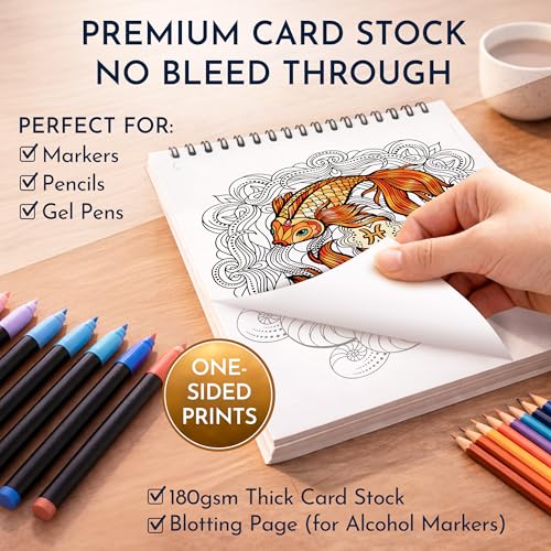 Image of Mandala Coloring Book for Adults - Spiral Bound, 50 Unique Designs, 180 GSM
