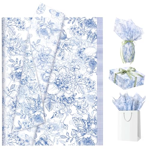 Papier de soie bleu vintage pour décoration de mariage et baby shower champêtre chic