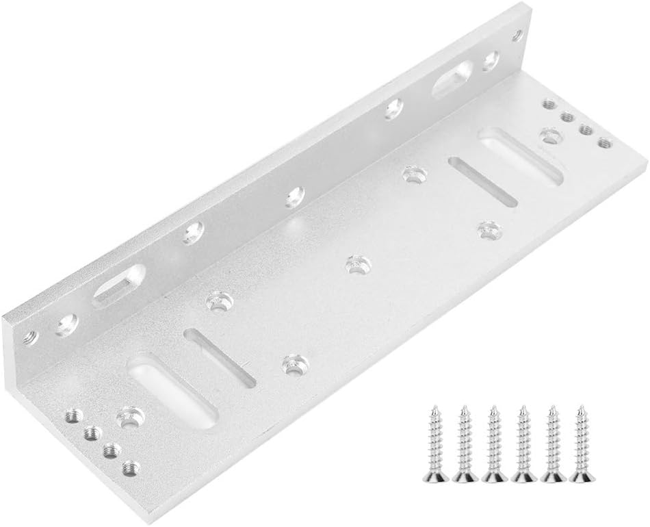 Aluminum Alloy L Mounting Bracket for 500kg Electric Magnetic Lock, Adjustable Door Holder Stand with Multiple Screw Holes for Wooden Security Fire Doors