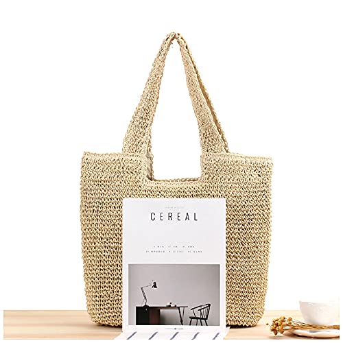 Image of Naimo Women Straw Beach Shoulder Bag Woven Tote Handbag Large Handmade Weaving Summer Casual Hobo Bag