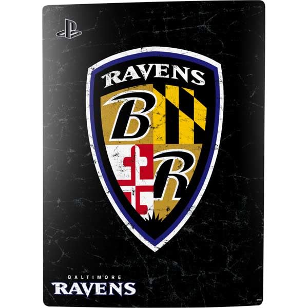 Skinit Decal Gaming Skin Compatible with PS5 Digital Edition Console - Officially Licensed NFL Baltimore Ravens - Alternate Distressed Design
