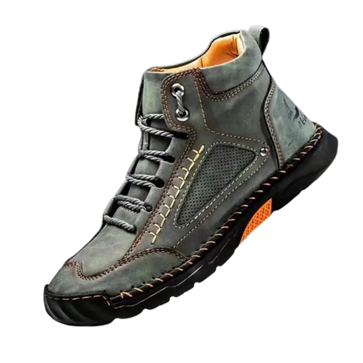 Men’s Wide Toe Handmade Leather Boots, Arch Support Waterproof Non Slip Boots, Light Breathable Footwear for Work Hiking Daily Use