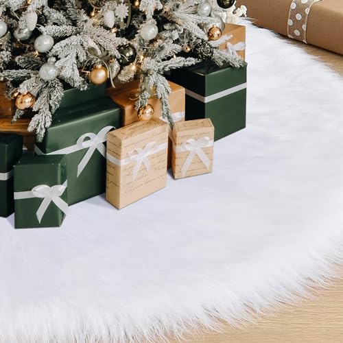 Christmas Tree Skirt 60 inch White Christmas Tree Skirt Fur