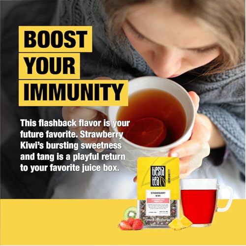 Image of Tiesta Tea - Strawberry Kiwi Herbal Tea, Loose Leaf, Strawberry Hibiscus Kiwi Fruit Tea, Premium Caffeine-Free Herbal Blend, Make Hot or Iced & Up to 25 Cups, 2.5 oz Resealable Pouch