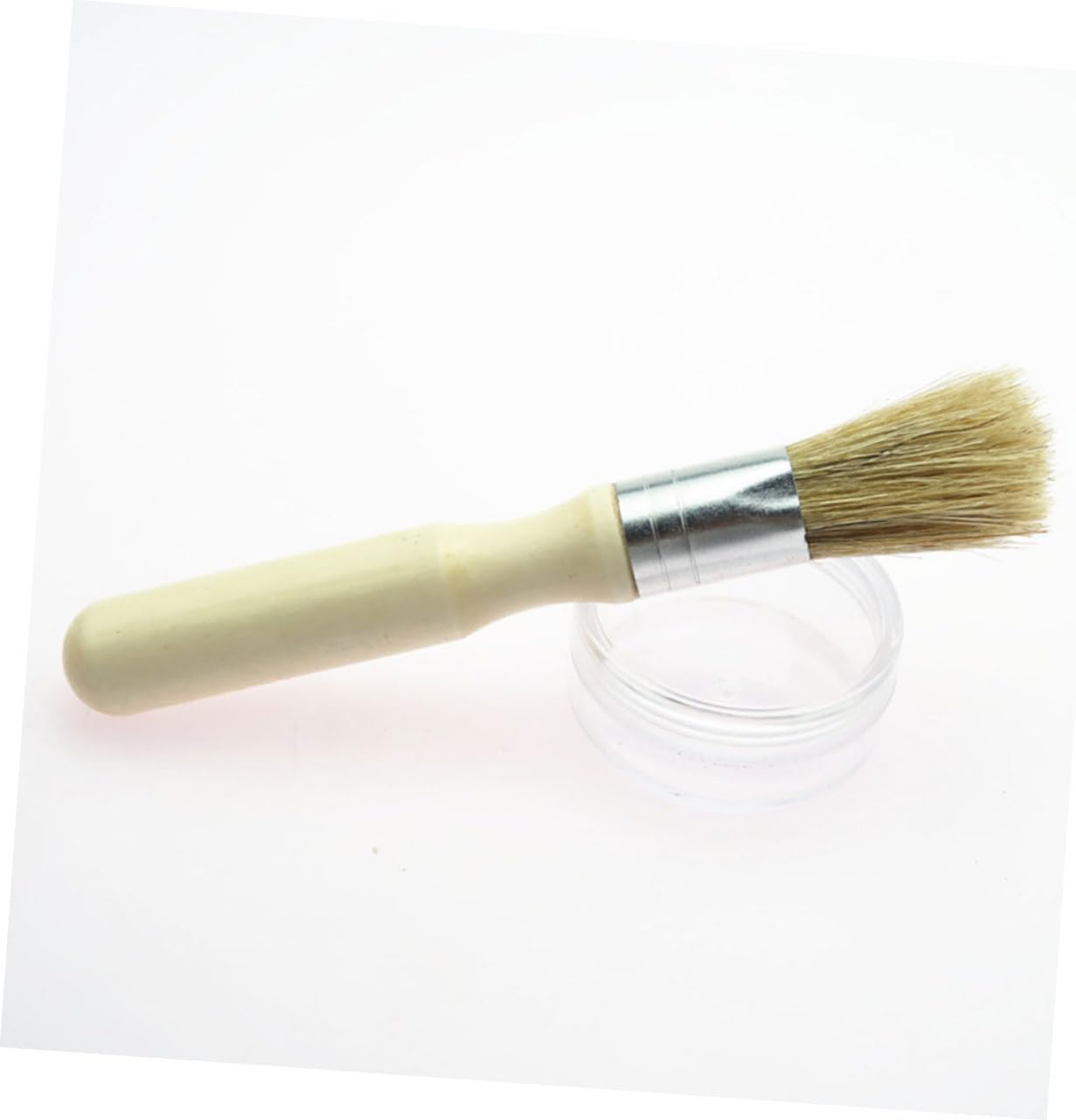 VILLCASE 2pcs Small Round Head Stencil Brush Bristle Oil Acrylic Painting Brush Detailing for Art Supplies Wooden Handle