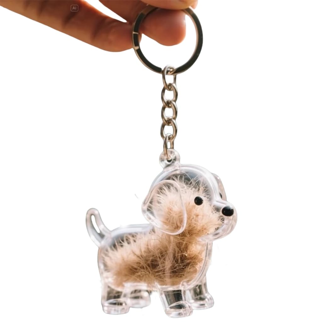 GMBYLBY Pet Furs Collector Keychain Dog Shape Hair Storage Memorial Keepsakes Box Keyring For Cats Owners Animal