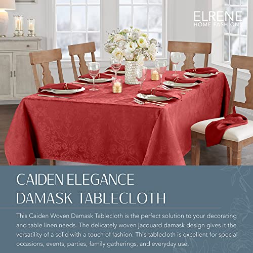 Elrene Damask Tablecloth, Polyester, Red, 102" x 60" (Rectangular), 102 x 60 inch (Rectangular) - Image 2