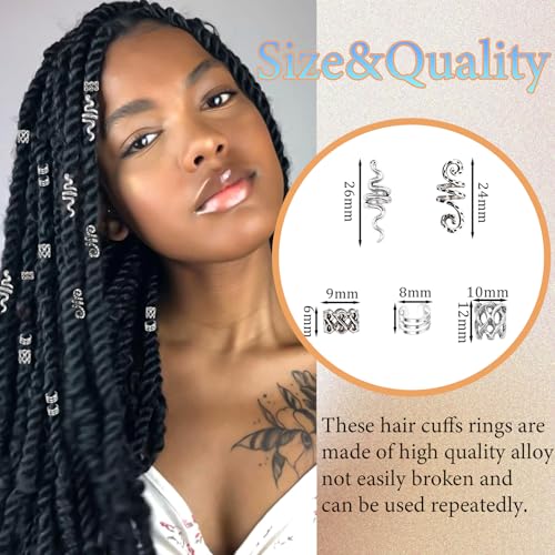 Joyería para el cabello de serpiente con 30 piezas de anillos plateados 4