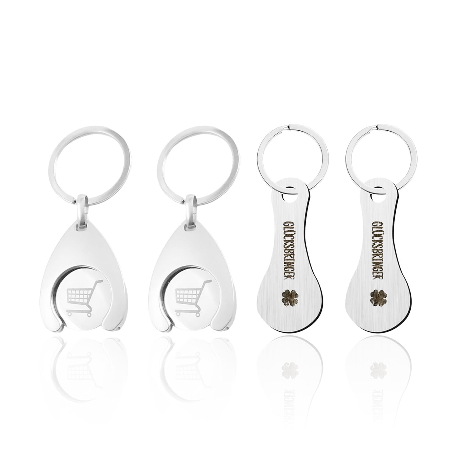 RNSKFG 4 Pieces Shopping Cart Tokens, Simple Keychain, Stainless Steel Supermarket Keychain, Shopping Cart Accessories, Shopping Supplies.