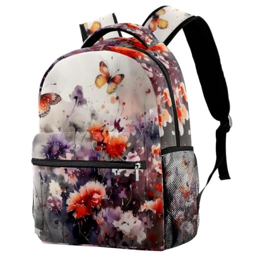 Mochila impermeable de mariposas estéticas con compartimento laptop
