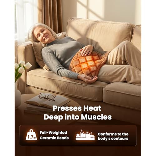 Image of BOB AND BRAD 2.4lb Far Infrared Weighted Heating Pad for Back, Neck & Shoulder Comfort, FSA-HSA Eligible, 12 inchx24 inch Electric Heated Wrap with Hands-Free Strap, 6 Temps, Auto-Off, Gifts for Women & Men