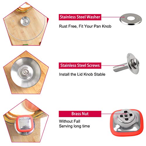 Lid Knobs Pan Pots Cover Grip Lids Replacement Heat Resistance Silicone Knob Handle for Kitchen Cookware Cover (Red, 5) 5 Gallery Image