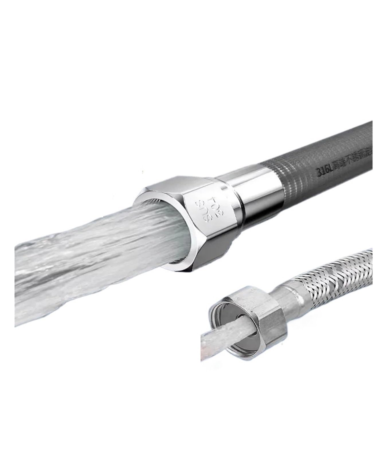 Tubo Dell'acqua Intrecciato, Acciaio Inossidabile 304, Parti Del Riscaldatore Del Rubinetto Da 1/2 Pollice | Tubo dell'acqua intrecciato in acciaio inossidabile 304 da 1/2 pollice for rubinetto dell'acqua calda/fredda.(Silver,200cm)