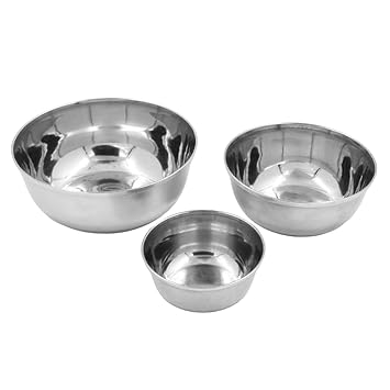 Spillbox Stainless Steel Dessert Bowl Set | dinnerware | Tableware | Hotel Ware |kitchenware | Mixing Bow l Side Dish Bowl | Plain Bowl | Katori | Vati for Serving| Dishwasher Safe Bowls 3 Set Bowl