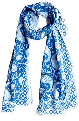Scarfs for women 100% Pure cotton indian design hand block printed mini Scarfs for girls (70x20) inch
