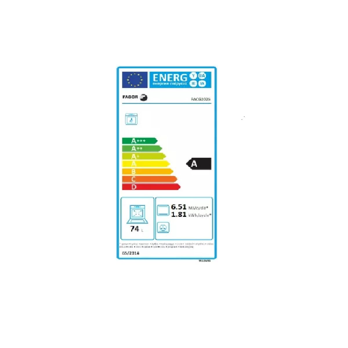 Cuisinière Gaz 74l 4 Feux Gris/noir - FACG202S
