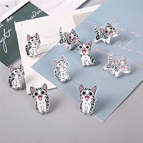 Booluee 18 Pieces Wooden Pushpins Cute Cartoon Cat Push Pins Thumb Tacks Wood Head Steel Drawing Pins for Corkboard, Whiteboard, Bulletin Board, Photo Wall, Map Cover
